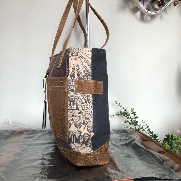Myra Bag Side Floral Print Upcycled Canvas Tote - Picture 4 of 7